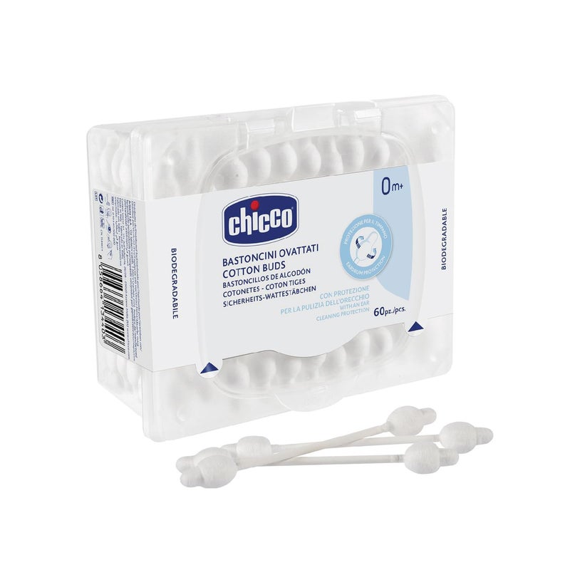 Chicco Cotton Buds 60 Pcs (With Ear Drum Protection) - Image 2