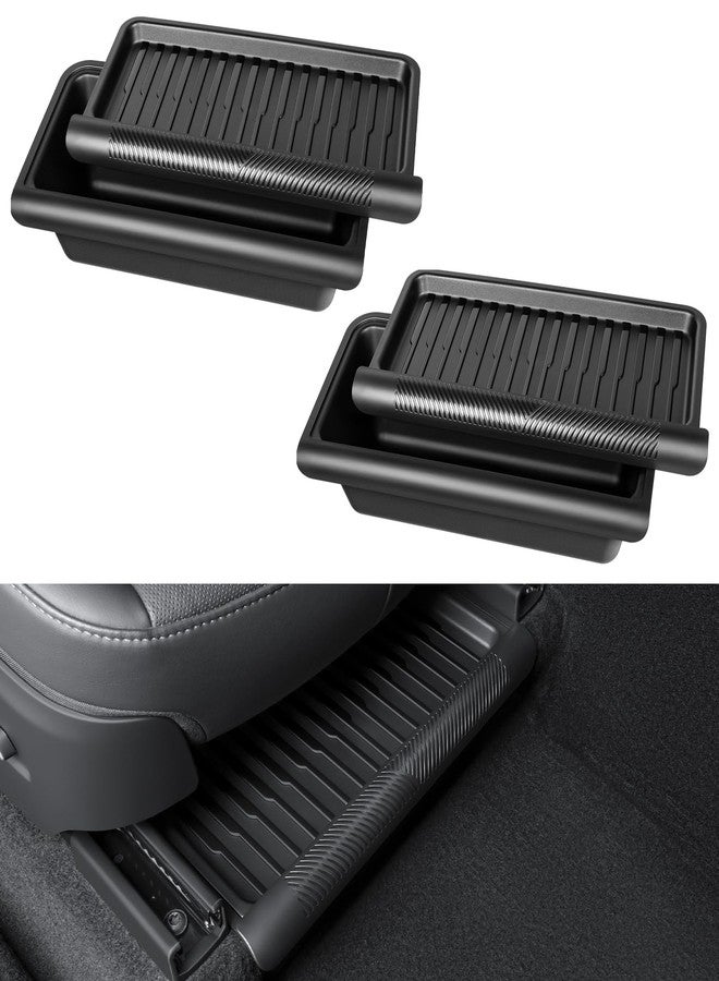 KUNIST 2PCS 2025-2026 Model Y Juniper Under Seat Storage Box,Hidden Organizer Tray Underseat Bins with Lid Cover for 2025-2026 Tesla New Model Y Juniper (Launch Series) Interior Accessories - Image 1