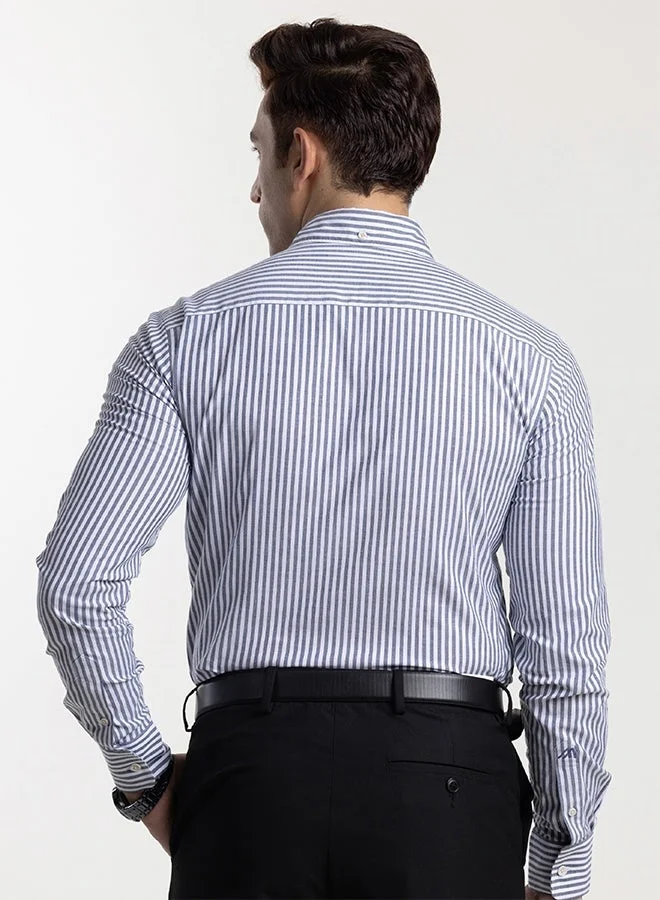 MANNERISM  The Tailored Stripes Dark Grey Yarn Dyed Shirt with Refined Softness for Men | Best Price UAE