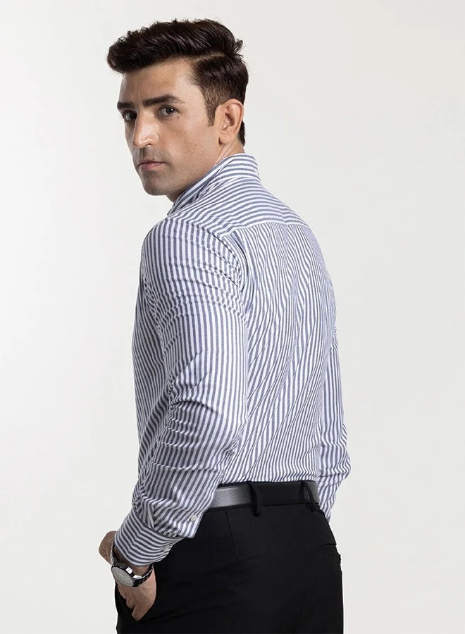 MANNERISM  The Tailored Stripes Dark Grey Yarn Dyed Shirt with Refined Softness for Men | Best Price UAE