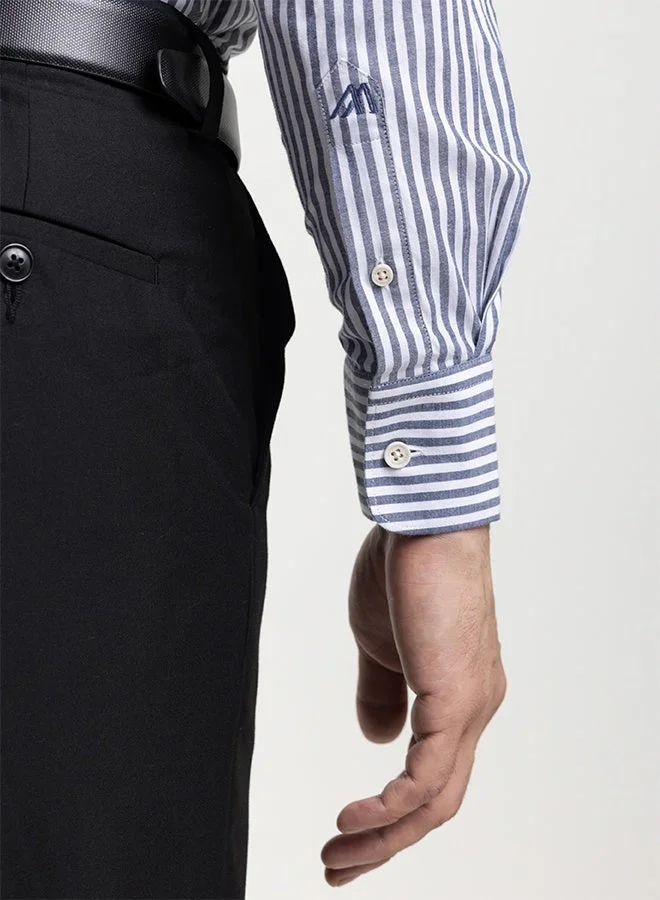 MANNERISM  The Tailored Stripes Dark Grey Yarn Dyed Shirt with Refined Softness for Men | Best Price UAE