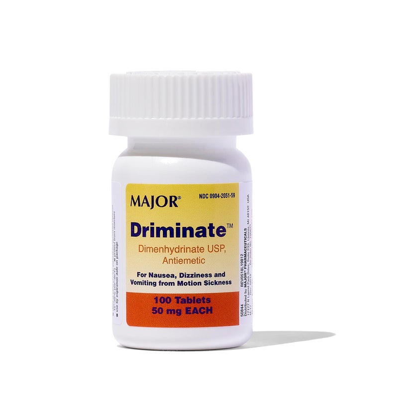 MAJOR Driminate Dimenhydrinate 50mg Motion Sickness Tablets AntiNausea Medicine 100 Count