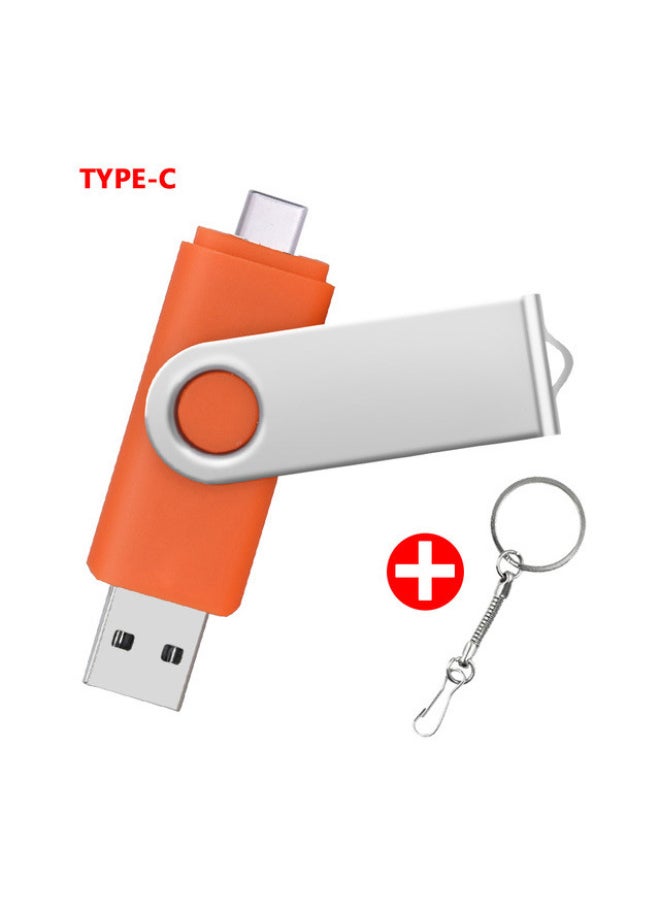 TYPE-C Mobile Phone U Disk OTG Rotating U Disk Can Be Fixed LOGO U Disk 8G16G32G64G128G Gift U Disk-color:TYPE-C Rotating Orange-capacity:512MB  - Image 1