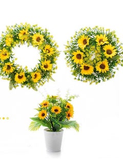 Generic Spring wreath of artificial sunflowers  - Image 3