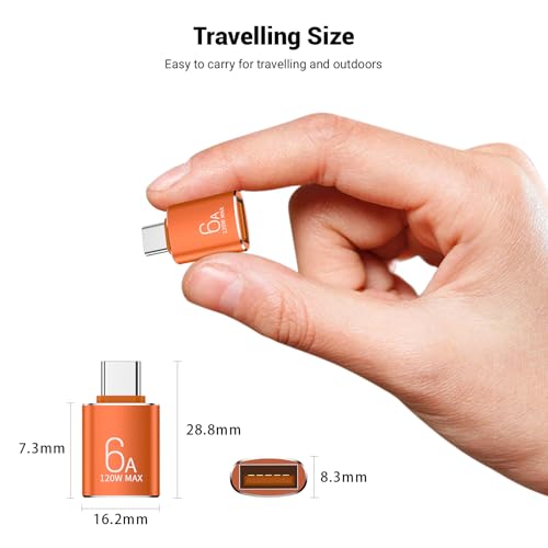 Pastall 10 Pack 10Gbps/120W USB C to USB3.1 Adapter, Orange Type C Male to USB Female Adapter for Smartphone, PC, Laptop, Tablet, Keyboard etc. - Image 5