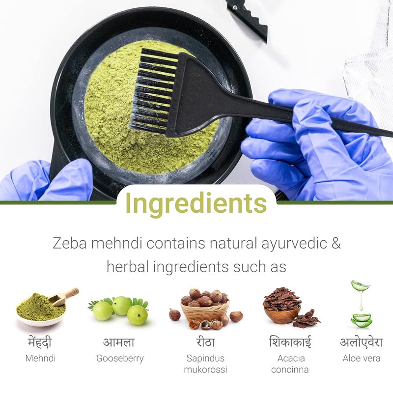 Zeba صبغة شعر بني طبيعي زبا مسحوق الحناء العضوي العشبي للشعر مناسب لجميع أنواع الشعر لون طويل الأمد للنساء والرجال خالية من المواد الكيميائية القاسية عبوة من 12 25 جرام لكل منها - Image 2