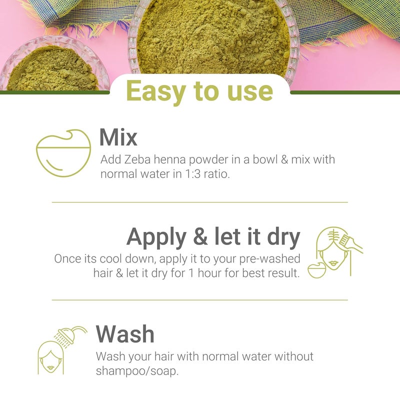 Zeba صبغة شعر بني طبيعي زبا مسحوق الحناء العضوي العشبي للشعر مناسب لجميع أنواع الشعر لون طويل الأمد للنساء والرجال خالية من المواد الكيميائية القاسية عبوة من 12 25 جرام لكل منها - Image 4