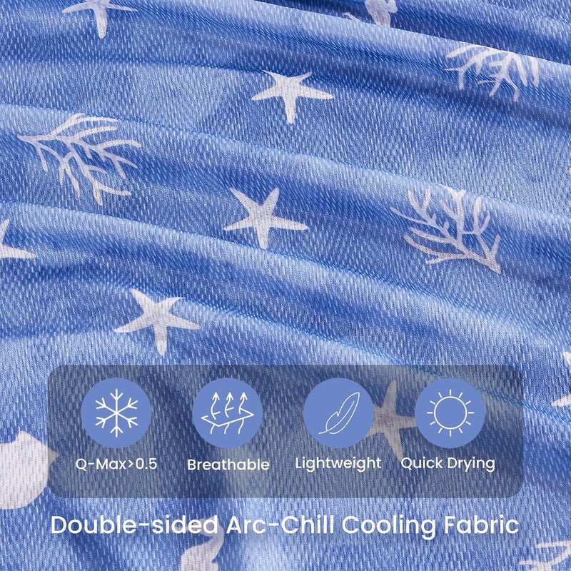 Elegear Cooling Throw Blanket, Q-Max>0.5 Japanese Arc-Chill Cooling Blankets for Hot Sleepers, Double Sided Cold Blankets for Sleeping, Lightweight Breathable Summer Blanket (Blue, Throw XL 50"x70") - Image 2