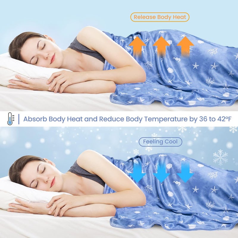 Elegear Cooling Throw Blanket, Q-Max>0.5 Japanese Arc-Chill Cooling Blankets for Hot Sleepers, Double Sided Cold Blankets for Sleeping, Lightweight Breathable Summer Blanket (Blue, Throw XL 50"x70") - Image 3
