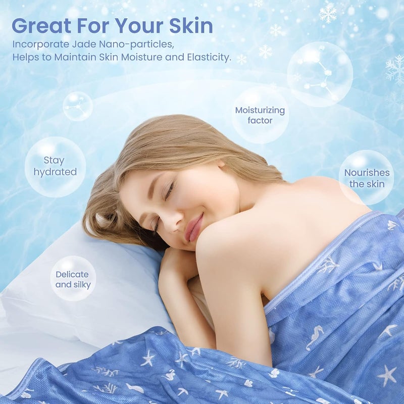 Elegear Cooling Throw Blanket, Q-Max>0.5 Japanese Arc-Chill Cooling Blankets for Hot Sleepers, Double Sided Cold Blankets for Sleeping, Lightweight Breathable Summer Blanket (Blue, Throw XL 50"x70") - Image 4