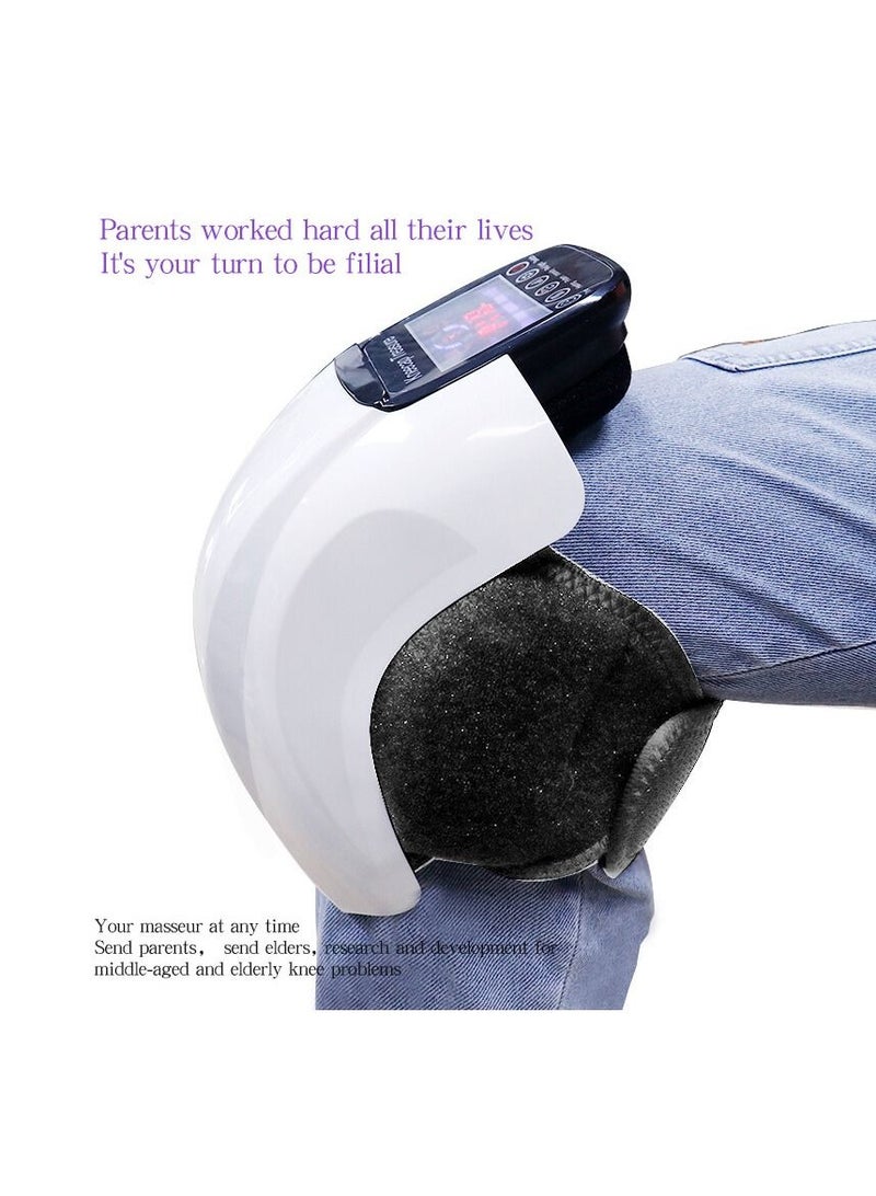 Wireless Knee Massager for Joint Pain Relief Arthritis Cramps Meniscus Pain Electric Vibration Knee Brace Wrap with 3 Adjustable Heat Patterns Intensity Time Red Light White - Image 2