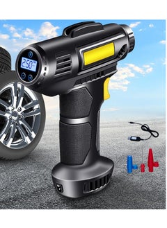 منفاخ إطارات USB، ضاغط هواء كهربائي، مضخة إطارات رقمية كهربائية 8.4 فولت مع ضوء LED و3 محولات فوهة للسيارة والدراجة النارية وكرة السلة، JM-8817