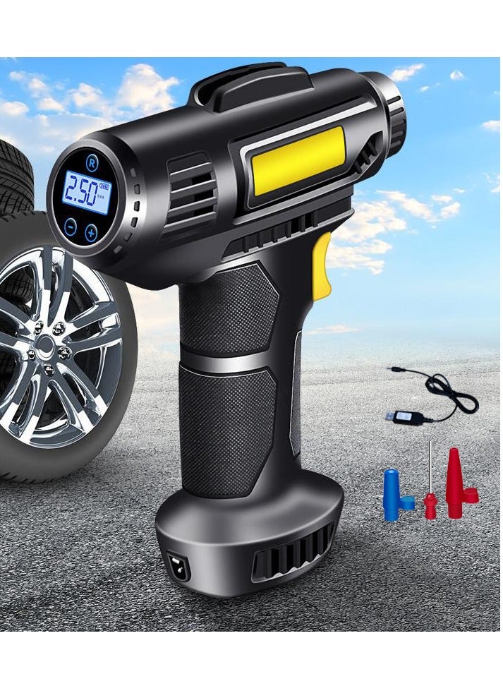 Joshberg Tyre Inflator,Electric Air Compressor,8.4V Electric Digital Tyre Pump with LED Light and 3 Nozzle Adaptors for Car Motorcycle Bicycle Basketball,JM-8817 - Image 2