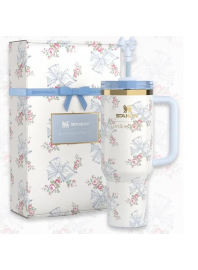 Stanley The X LoveShackFancy Holiday Quencher,Stainless Steel Vacuum Insulated Tumbler with Lid and Straw for Water, Iced Tea or Coffee, Smoothie and More 40 OZ, Presented in Elegant Gift-Ready Packaging - Image 3