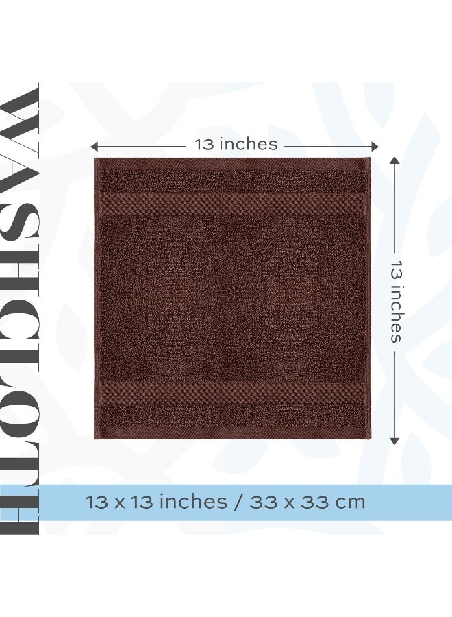 White Classic White Classic Luxury Cotton Washcloths  Large Hotel Spa Bathroom Face Towel  12 Pack  Brown  - Image 3