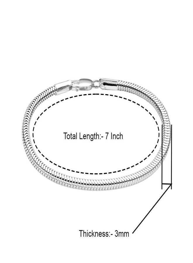 LeCalla سوار ليكالا من الفضة الاسترلينية 925 الإيطالية بسلسلة ثعبان 3 مم للنساء بطول 7 بوصات - Image 5