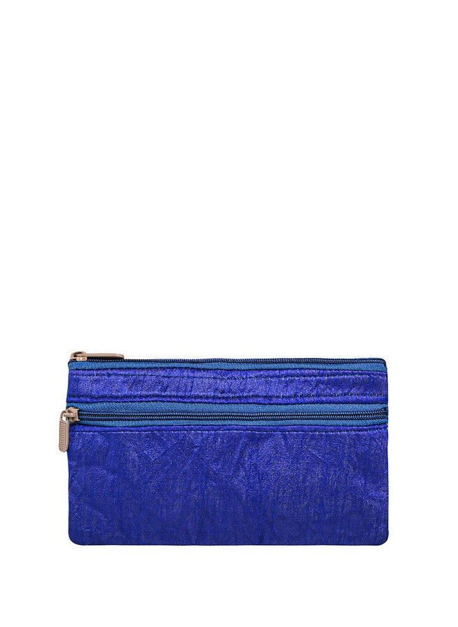 Kuber Industries Set Of 2 Floral Embroidered Purse Clutches in Blue and Gold - Image 3