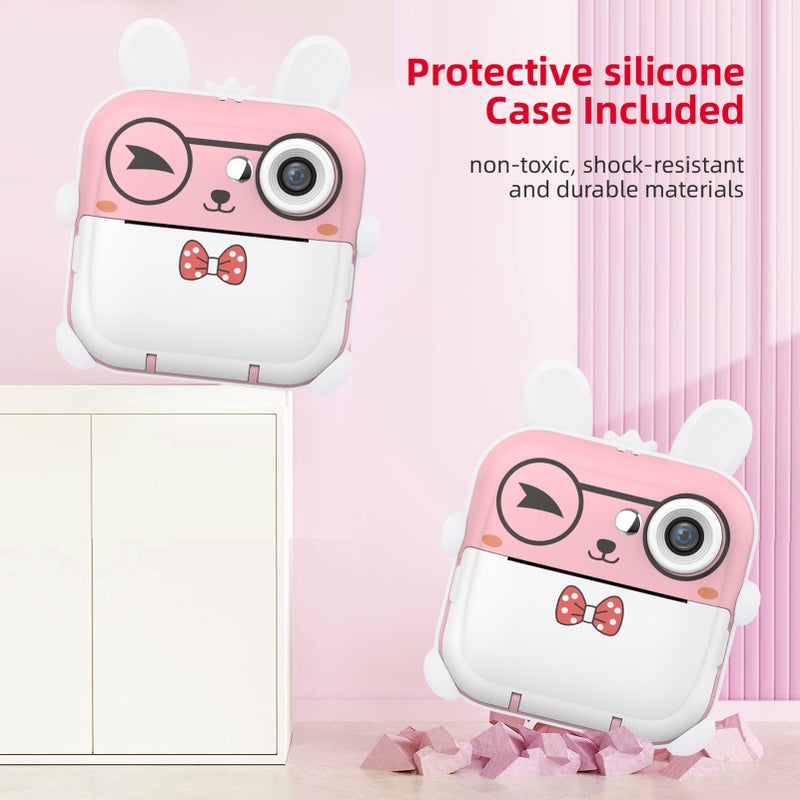 Kids Instant Print Camera: Pink Mini Thermal Printer - High Clear Video Print & DIY Painting Functionality for Kids Creative Play & On-the-go Moment Capture - Image 2