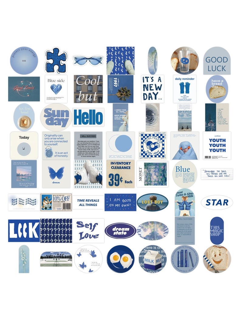 DTBG 57 Pcs Blue INS Graffiti Style Stickers, Laptop Ledger, Water Cup, iPad Phone Case Decoration, Waterproof Sticker  - Image 4