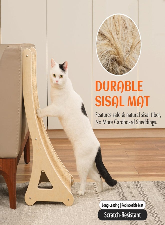 PETKARAY Curved Cat Scratcher, Sisal Kitty Scratching Ramp, L Shape Scratch Pad for Indoor Cats, 25.6" Furniture Protector with Mouse Toy - Image 3