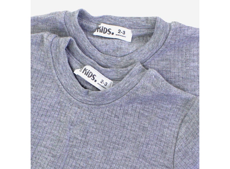 Ourkids Unisex Kids Cotton Short-Sleeved Thermal Top Pack of 2 – Grey - Image 2