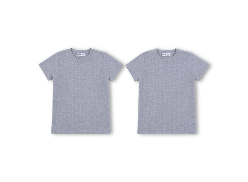 Ourkids Unisex Kids Cotton Short-Sleeved Thermal Top Pack of 2 – Grey - Image 1