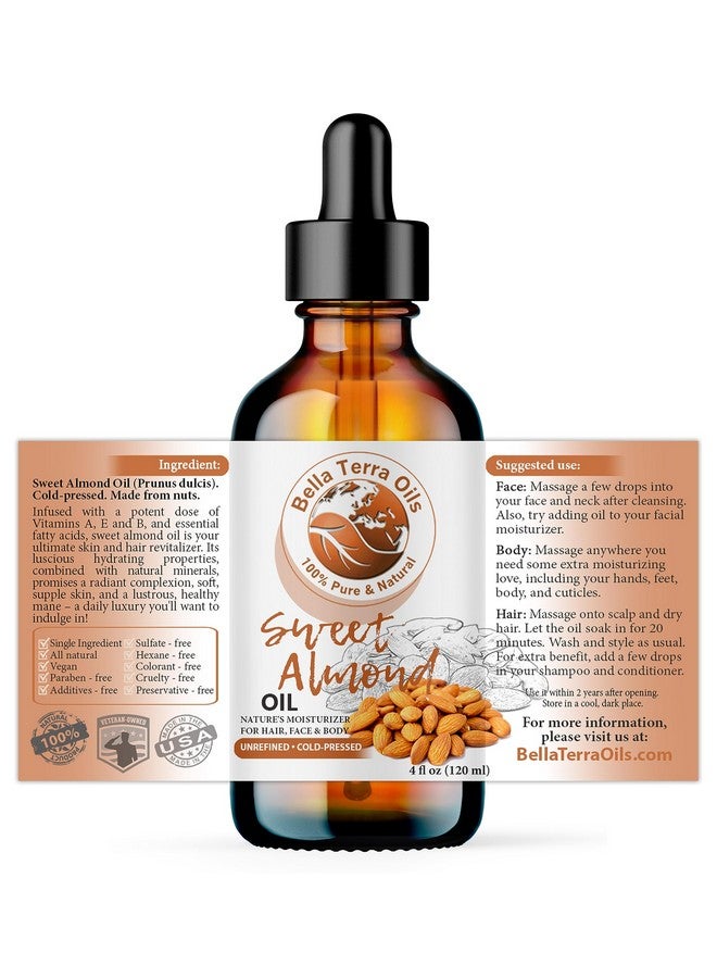 بيلا تيرا أويلز - زيت اللوز الحلو العضوي 4 أونصة - مزيج من فيتامين هـ وحمض الأوليك، خلاصة نقية معصورة على البارد، لمسة فاخرة للبشرة - Image 2