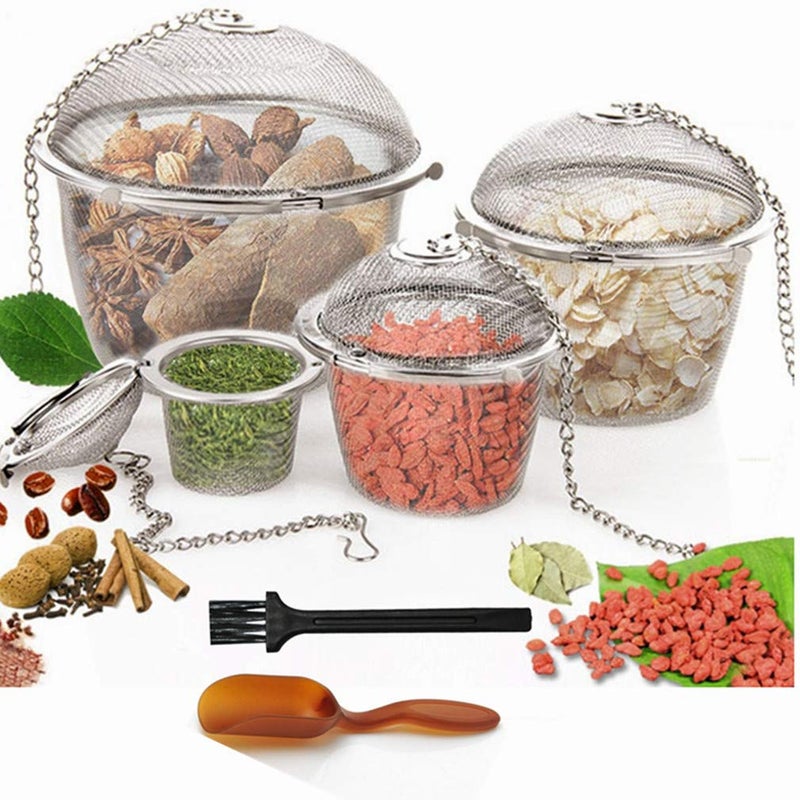 SHUO 4 Size Stainless Steel Tea Strainer Infuser Tea ball Locking Ball Tea Spice Mesh Herbal Ball Cooking tools With Chain - Image 1