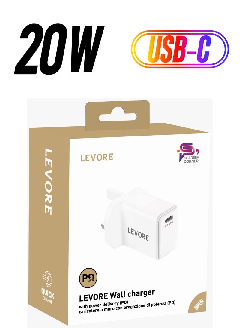 ليفور شاحن الحائطليفور شاحن حائط PD 20 واط ابيض - - Image 1