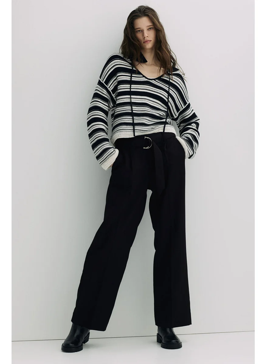 H&M Belted Tailored Trousers