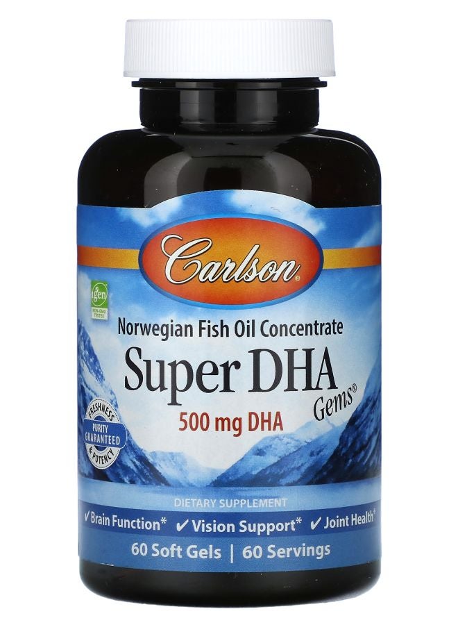 Carlson Super DHA Gems 500 mg 60 Soft Gels - Image 1