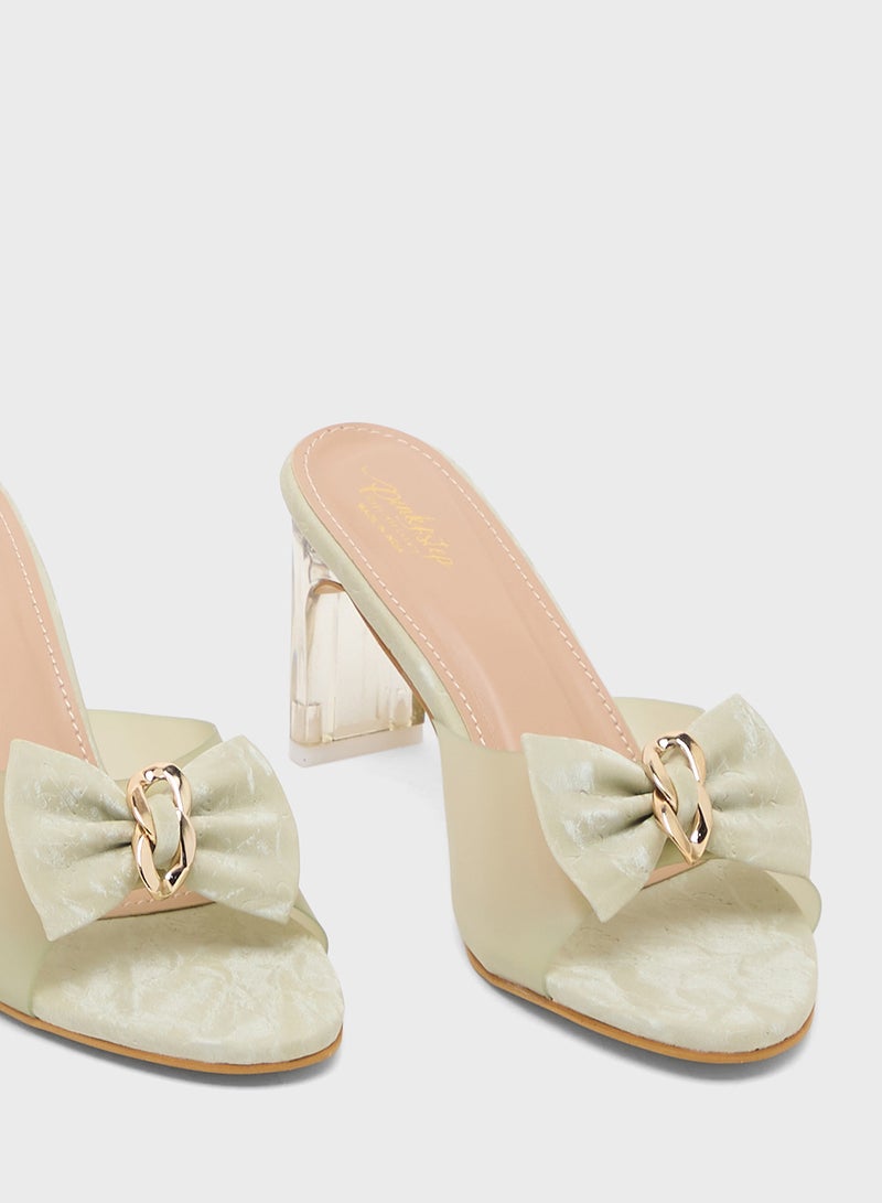 Pink Step High Heeled Sandal With Bow - Image 4