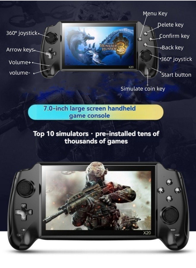 M MIAOYAN - Large screen 7-inch PSP handheld game console two-player arcade GBA retro NES game console FC - Image 1