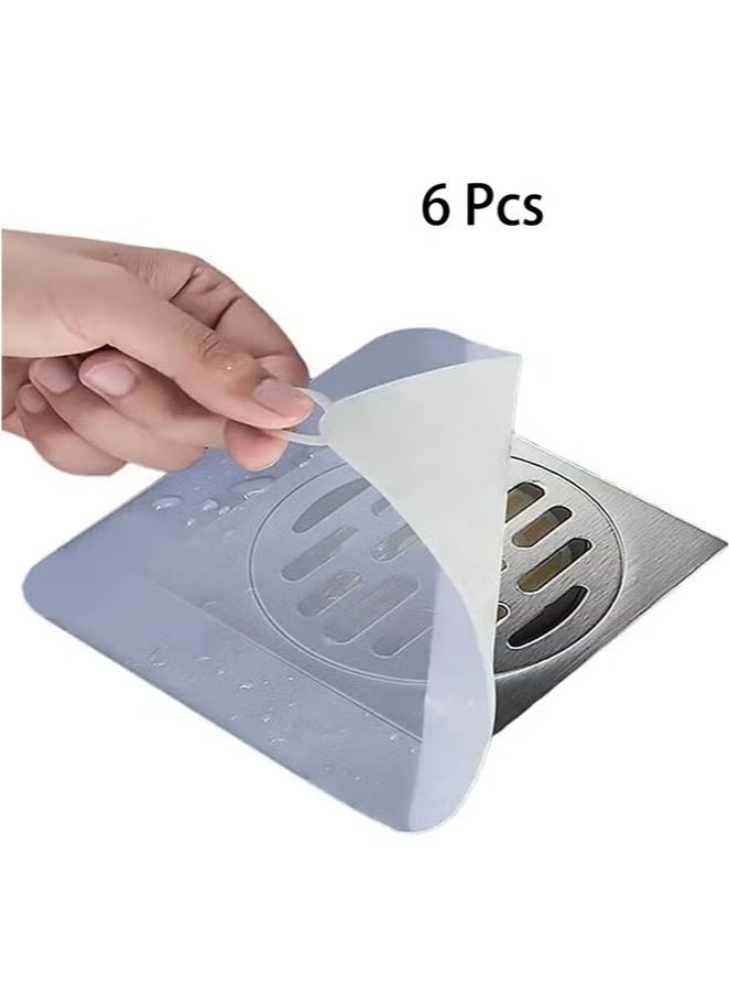6 Pcs 15x15 CM Silicone Floor Drain Cover for Tub&Kitchen&Bathroom, Sewer Anti-Odor Mat, Deodorizing Drain Plugs, Floor Drain Smell Stopper - Image 1