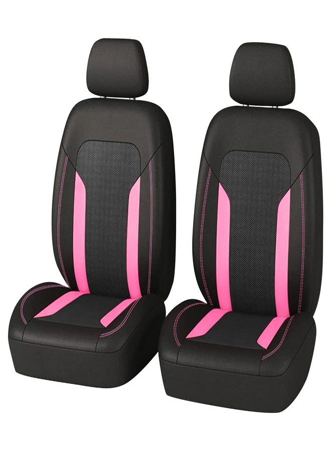 Figpade 4PCS Universal Car Seat Cover with Breathable Mesh Backrest,Comfortable Car Seat Protector with Foam Padding and Retaining Buckle,Highly Elastic Car Seat Covers Full Set (Pink) - Image 1