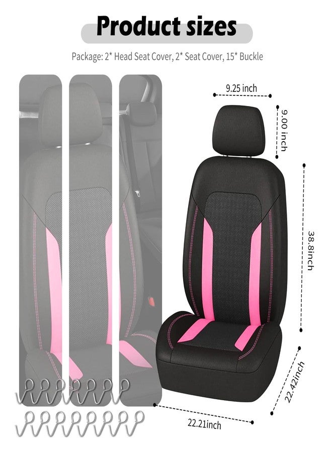 Figpade 4PCS Universal Car Seat Cover with Breathable Mesh Backrest,Comfortable Car Seat Protector with Foam Padding and Retaining Buckle,Highly Elastic Car Seat Covers Full Set (Pink) - Image 2