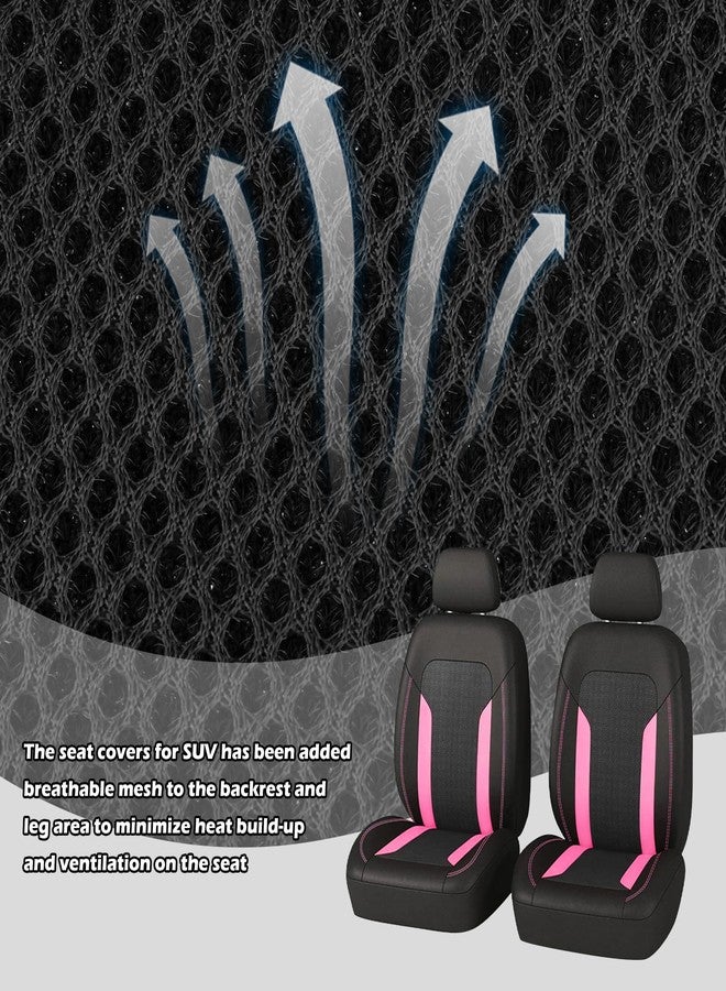 Figpade 4PCS Universal Car Seat Cover with Breathable Mesh Backrest,Comfortable Car Seat Protector with Foam Padding and Retaining Buckle,Highly Elastic Car Seat Covers Full Set (Pink) - Image 4