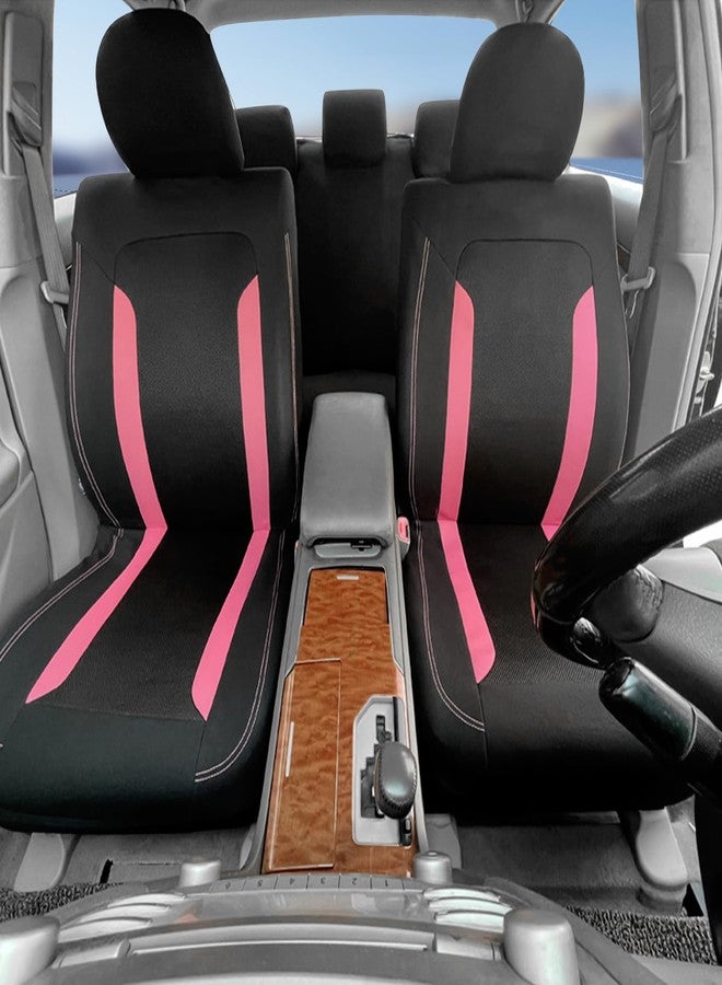 Figpade 4PCS Universal Car Seat Cover with Breathable Mesh Backrest,Comfortable Car Seat Protector with Foam Padding and Retaining Buckle,Highly Elastic Car Seat Covers Full Set (Pink) - Image 3