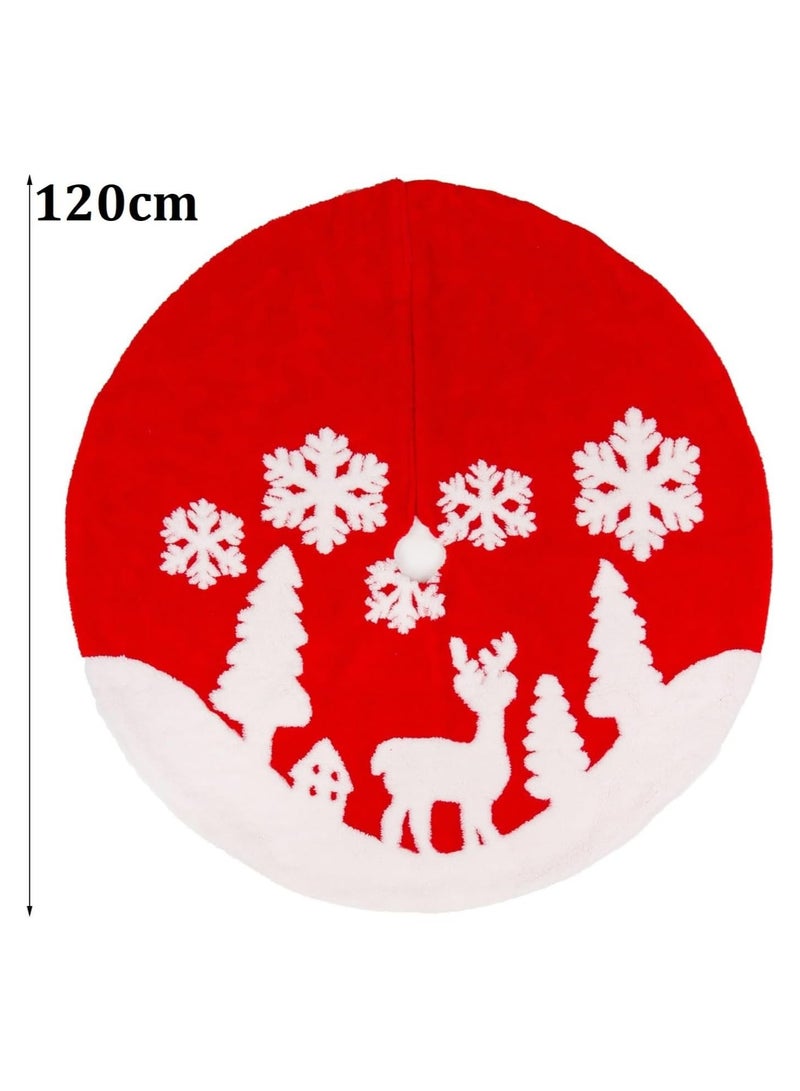TAPIT 48 inch Christmas Tree Skirt Fluffy Plush Faux Fur Christmas Tree Skirt with Reindeer and Snowflakes Pattern Christmas Tree Floor Mat for Merry Christmas Home Décor Xmas Party - Image 5