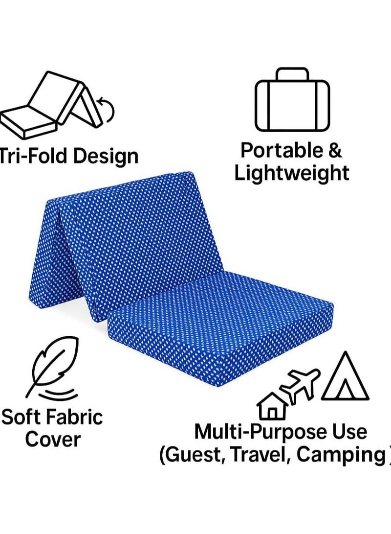 Karpentone 3 Fold Folding Mattress 180 x 90 x 10 cm, Portable Foldable Floor Mattress for Adults & Kids, Space-Saving Guest Bed for Home, Travel & Dorm, Light Blue - Image 4