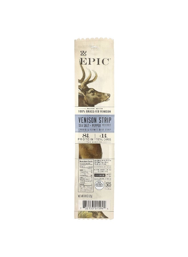 Epic Bar Epic Bar, Venison Strip with Beef, Sea Salt + Pepper , 0.8 oz (23 g)  - Image 1