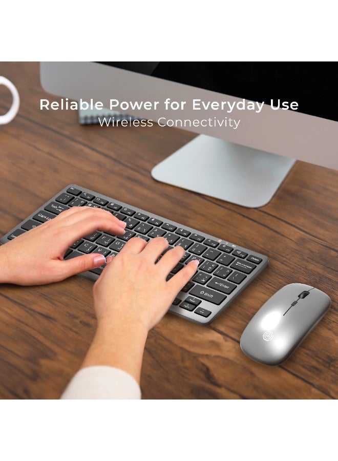 Trands Octo Type & Scroll Rechargeable Wireless Keyboard and Mouse Combo with 2.4GHz USB & Bluetooth Dual Mode, 78 Keys English/Arabic Layout - TR-KB523 - Image 4