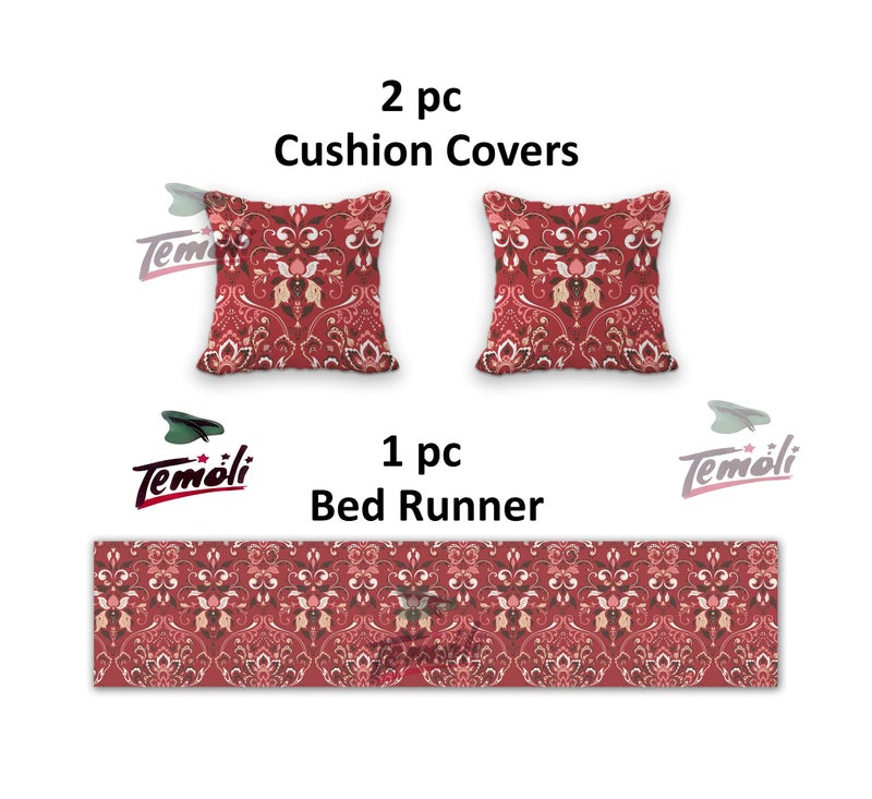 Temoli® Bed Runner with Reversible Cushion Cover Decorative Scarf for Bedroom Hotel Wedding Room 18x90 in, 16x16 in. (Ambi-Pink) - Image 3