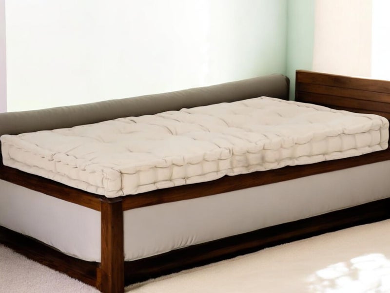 ATOOTFUSION Soft Thick Cotton Box Floor Mattress, 5-Inch Thick, 72x30x5 Inches, Medium Firm, Foldable, Rollable Movable Bed Box gadda 1 Sleeping Capacity (Off White) - Image 1