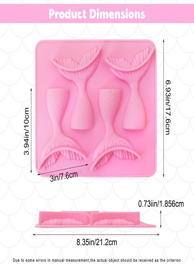 Ysqool Mermaid Tail Mold, Mermaid Silicone Fondant Mold, Non-Stick Mermaid Tails Silicone Chocolate Molds for Cake Decoration Candy Cupcake Topper Jello Gummies Polymer Clay Gum Paste Making, Pink - Image 2