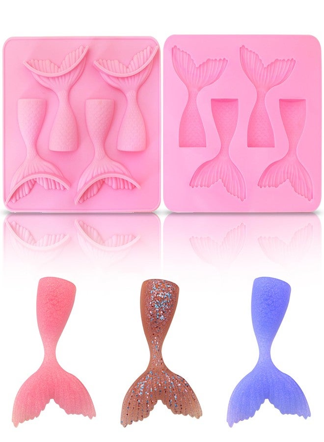 Ysqool Mermaid Tail Mold, Mermaid Silicone Fondant Mold, Non-Stick Mermaid Tails Silicone Chocolate Molds for Cake Decoration Candy Cupcake Topper Jello Gummies Polymer Clay Gum Paste Making, Pink - Image 1