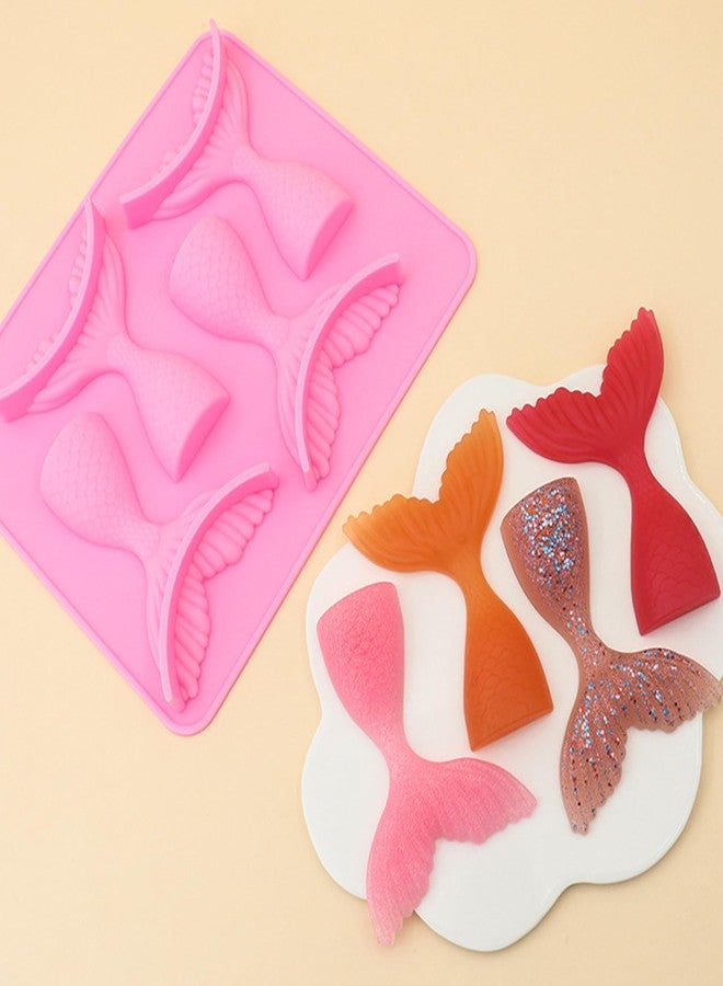 Ysqool Mermaid Tail Mold, Mermaid Silicone Fondant Mold, Non-Stick Mermaid Tails Silicone Chocolate Molds for Cake Decoration Candy Cupcake Topper Jello Gummies Polymer Clay Gum Paste Making, Pink - Image 4