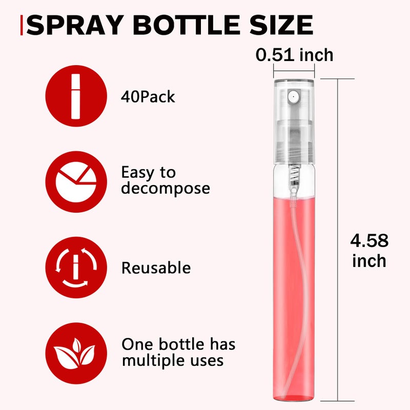 Csdtylh Mini Spray Bottle 10Ml  Refillable Glass Spray Bottle  Glass Bottle Atomizer  Perfume Mouthwash Atomizer For Cleaning Refillable Container For Travel  Essential Oils  Perfume 40 Pcs  10Ml - Image 2