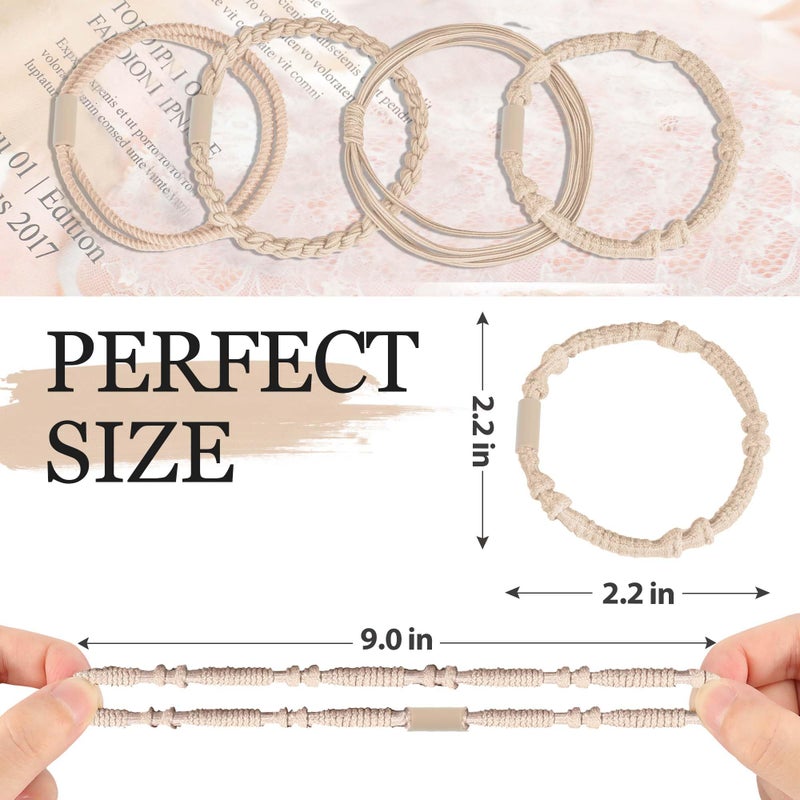 KANPRINCESS Hair Accessories Set for Women: 20 Boho Hair Ties in 5 Neutral Colors, 4 Stylish Hair Bands Bracelets for Thick or Thin No Damage Ponytails - Image 2