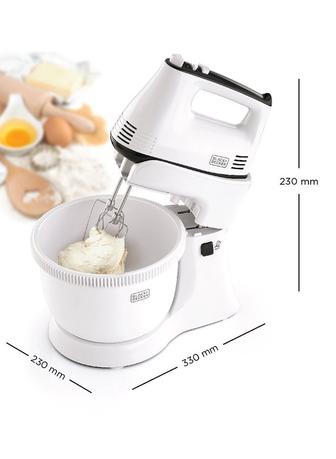 BLACK+DECKER Multifunctional Stand Mixer And Bowl With 5 Speed Turbo Function 300 W M700-B5 White/Grey - Image 2
